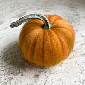 Wool Felted Orange Pumpkin - Autumn / Fall / Halloween Decor with Gift Box